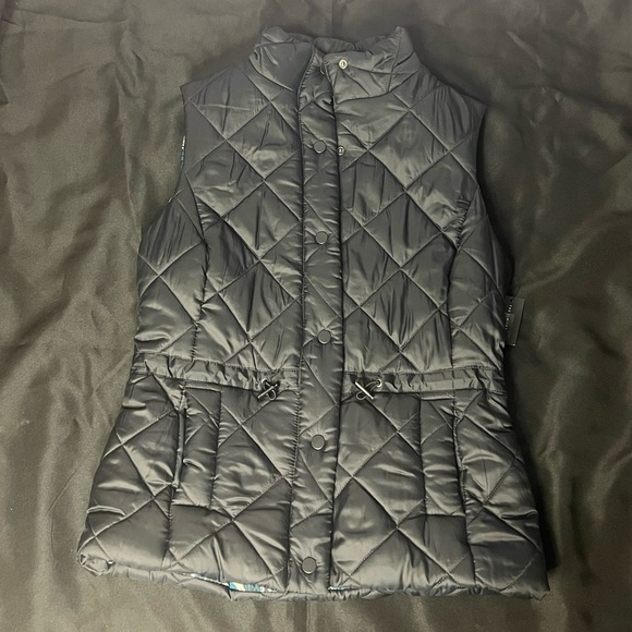 The Limited Navy Blue Puffer Vest w Floral Interior - Picture 3 of 7